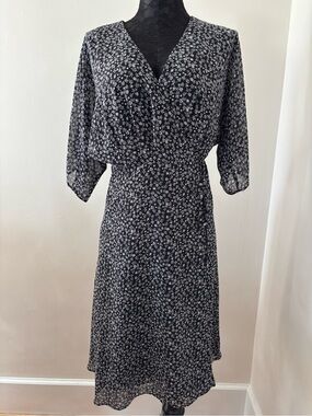 Calista black floral wrap dress